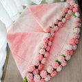 Handmade Crochet 3D Rose Blossom Blanket | Pink Gradient Floral Afghan Throw for Cozy Bedroom & Nursery